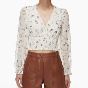 Aritzia Wilfred Wistful Blouse Size XS Spring Medley Off-White